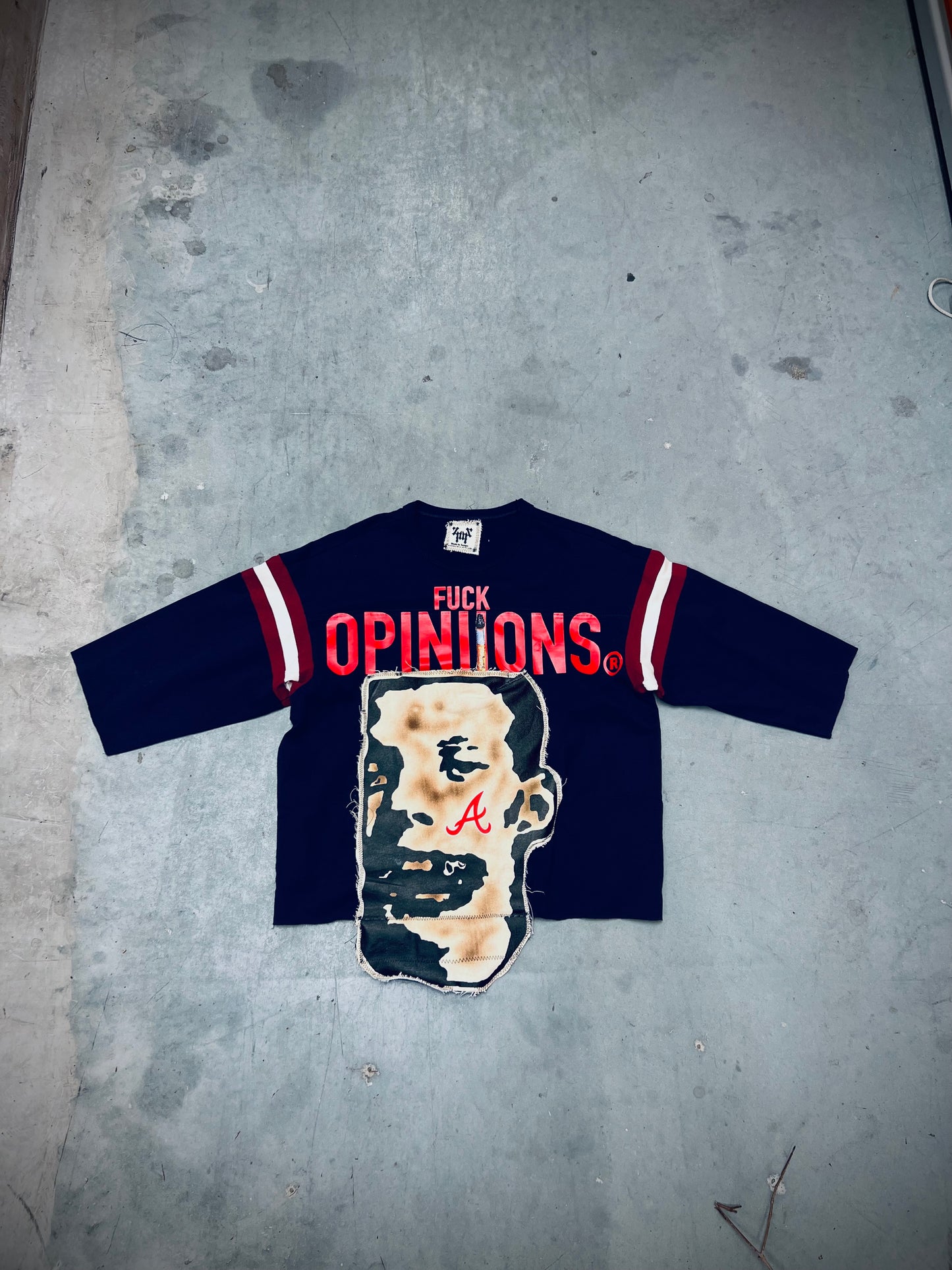 Navy “FUCK OPINIONS” Jersey Tee